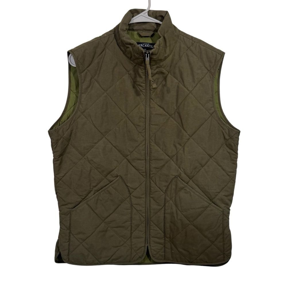 J. Crew Mercantile Full Zip Green Quilted Puffer Vest